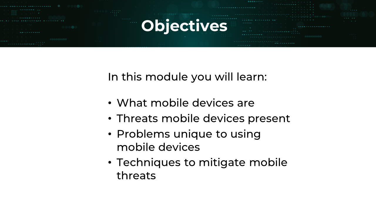 objectives - mobile devices